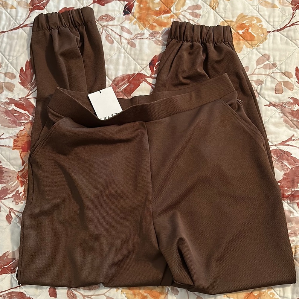 No tag I wear them perhaps twice they are Zara Brown Elastic Waist Pull-On oant
